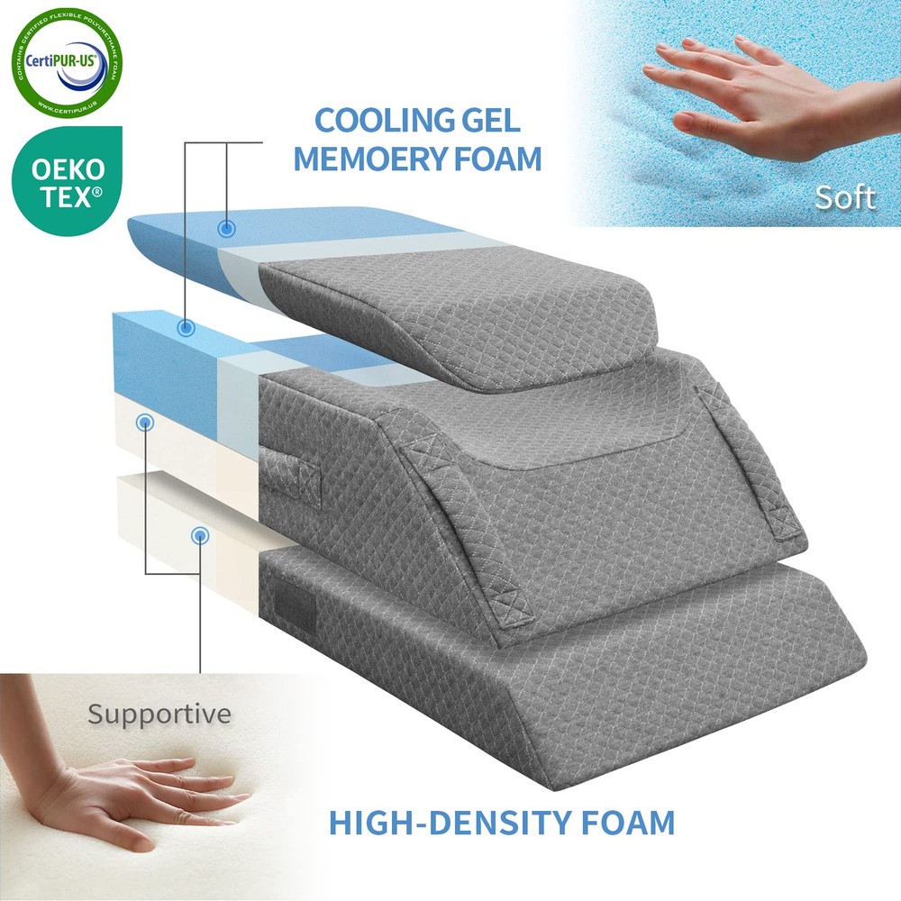 Adjustable Leg Elevation Pillows for Swelling After Surgery, Cooling Memory F...