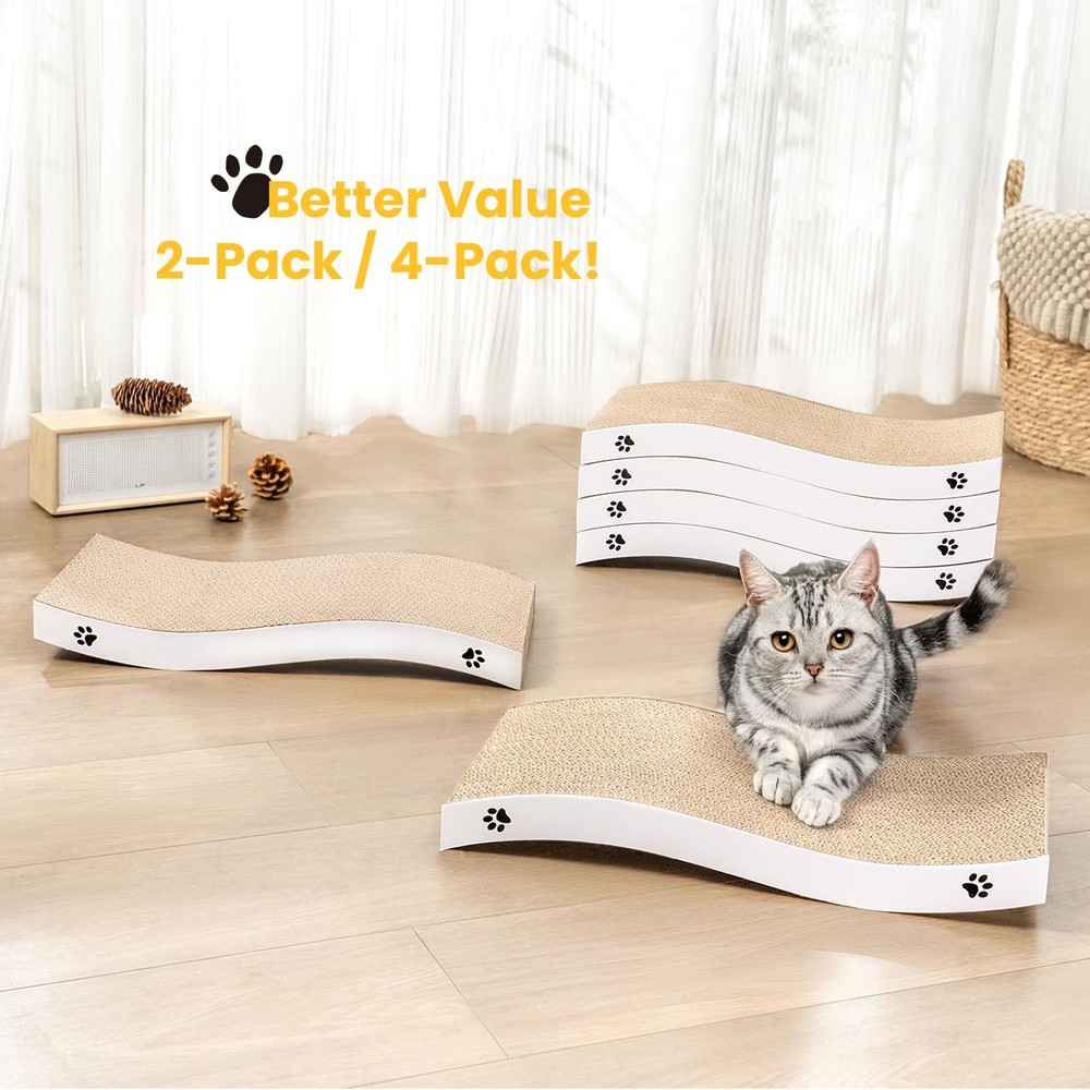 Cat Scratcher, Durable Scratch Pad, Corrugated Medium-White, Medium-White