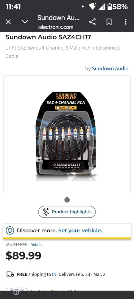 SUNDOWN AUDIO 17FT SAZ 4CHANNEL SOLID 100% OFC COPPER Tested ✅