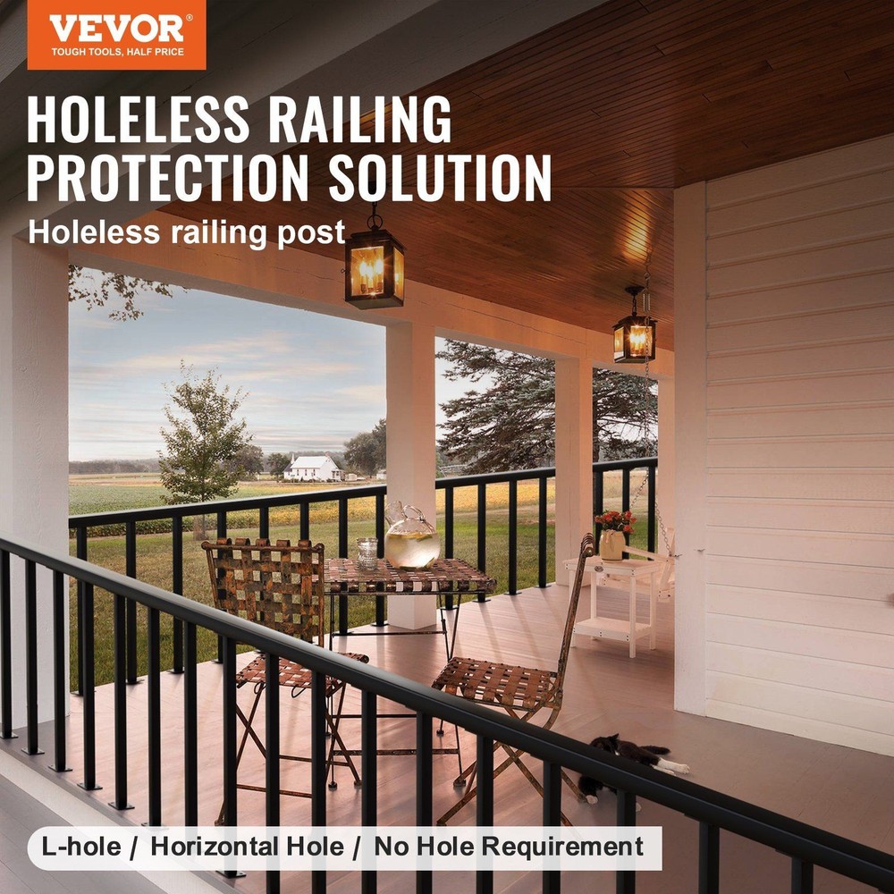 Rust Resistant 36in Cable Railing Post Holeless Mount Bracket Included Black