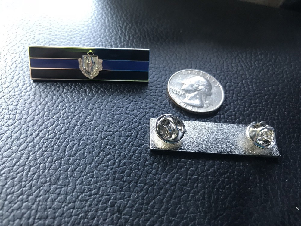 Massachusetts Flag Thin Blue Line Pin