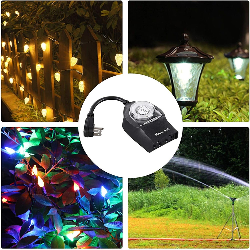 DEWENWILS Outdoor Light Timer Outlet Switch Plug Electrical Outlets Waterproof