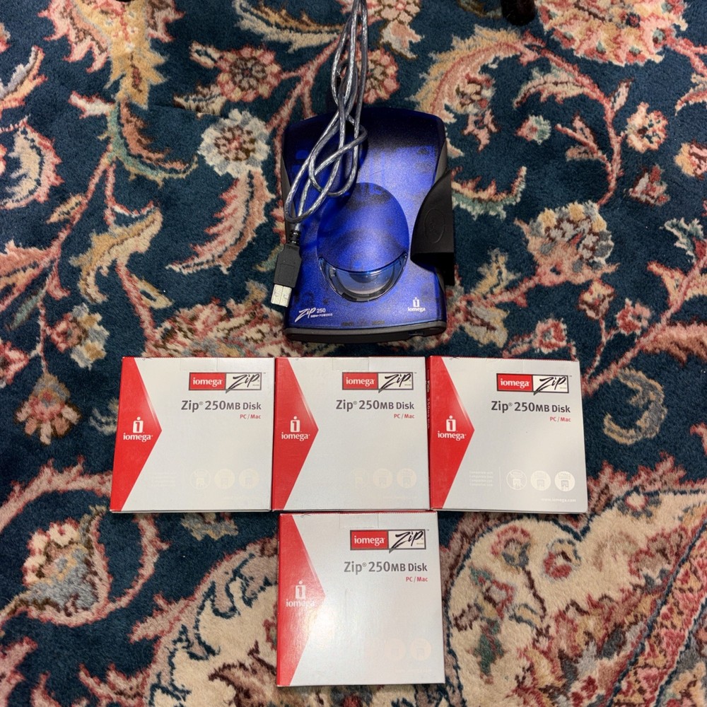 iOmega Zip 250 250MB (USB Powered) PC & Mac External Zip Drive Bundle - Working!