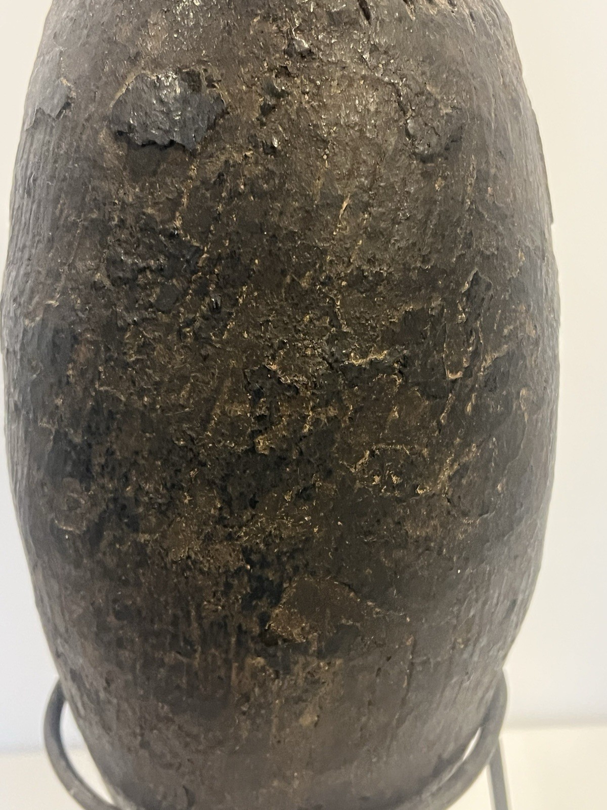 Antique Native American Indian Hand Made Clay Pottery Jug; with Stand