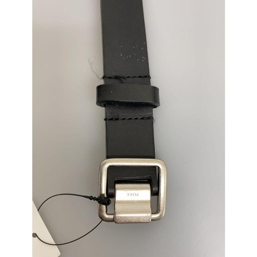 YOKE Leather Belt, Black, Plain, Men's