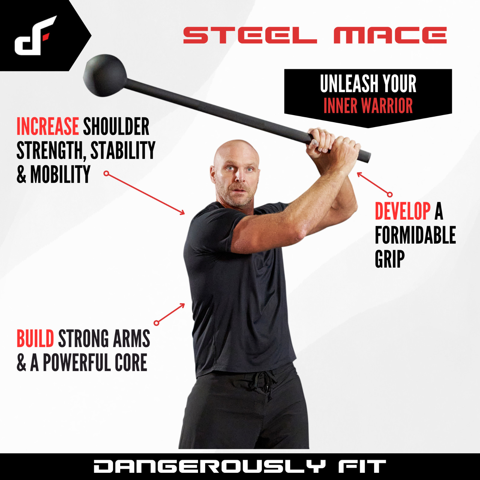 Steel Mace (7lb to 60lb) - Dangerously Fit Mace Bell Training