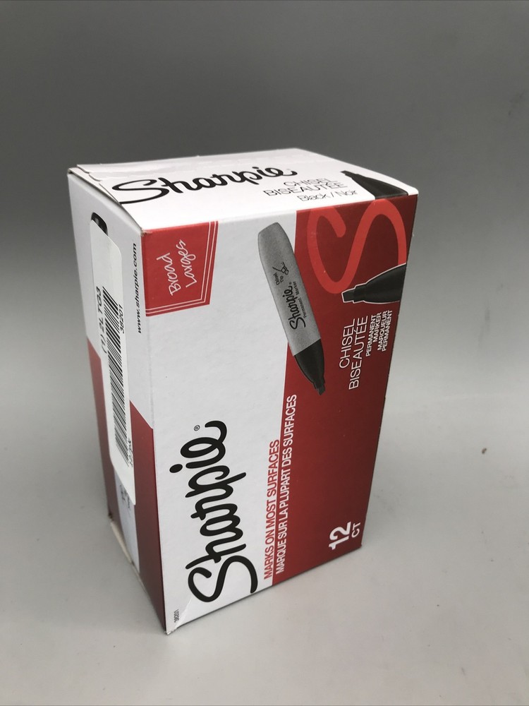 SHARPIE Permanent Markers, Chisel Tip, Black, 12 Count Brand New