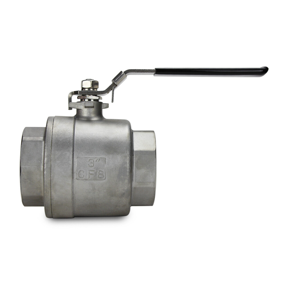 3" 2-Piece Full Port Ball Valve, Stainless Steel, NPT Threaded SS, 1000 WOG