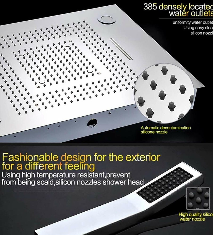 23" x 31" LED Waterfall Rainfall Shower System Remote Control, Massage, Spa