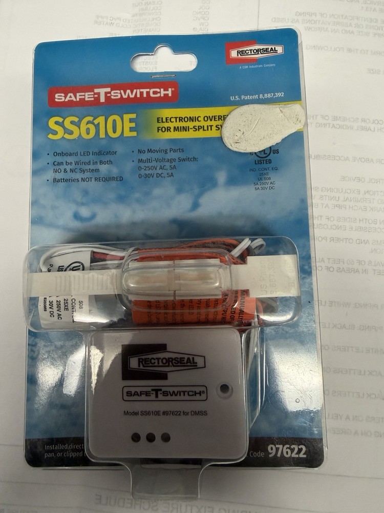 RectorSeal SS610E Electronic Overflow Switch for Mini Split Air Conditioner