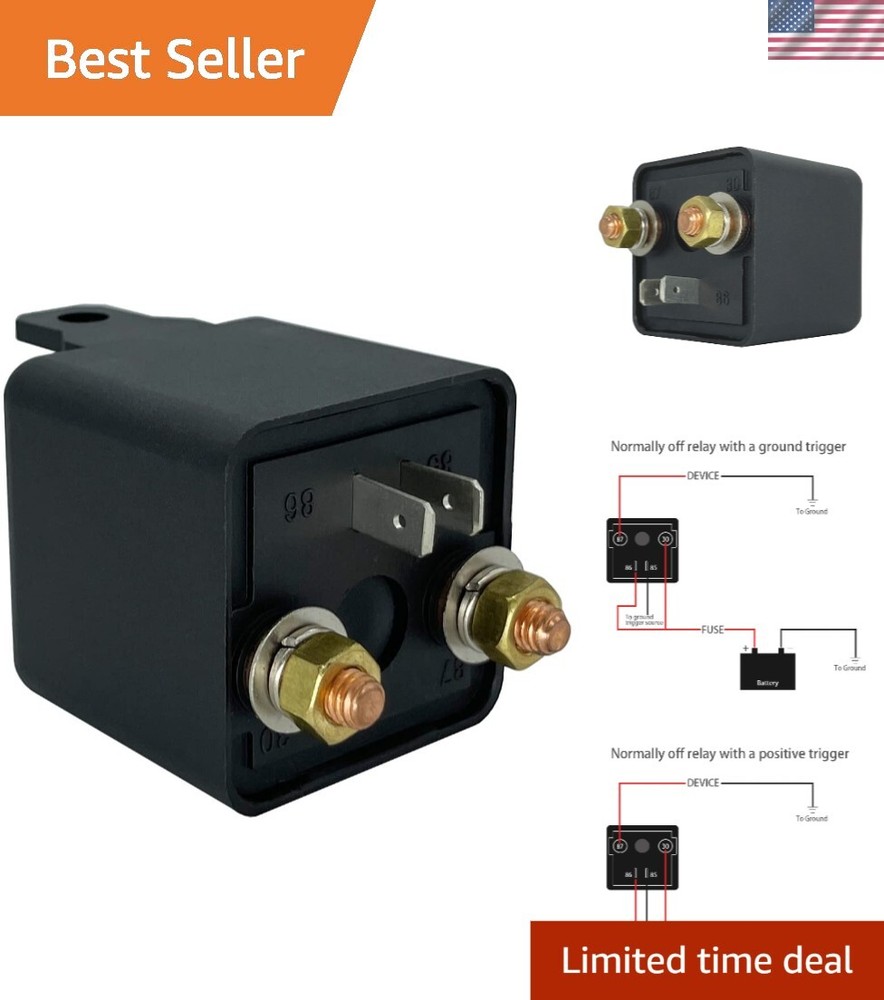 12V Continuous Duty 200A Relay -  Silver Contacts for High Load Control