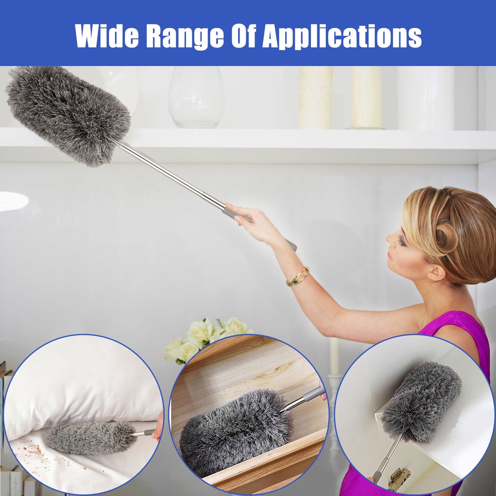Microfiber Duster Soft Feather Dusting Brush Household Extendable Cleaning Tool
