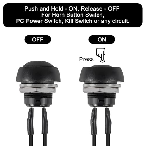 10PCS 12mm Momentary Push Button Switch Mini Round Switch Waterproof 1A Black