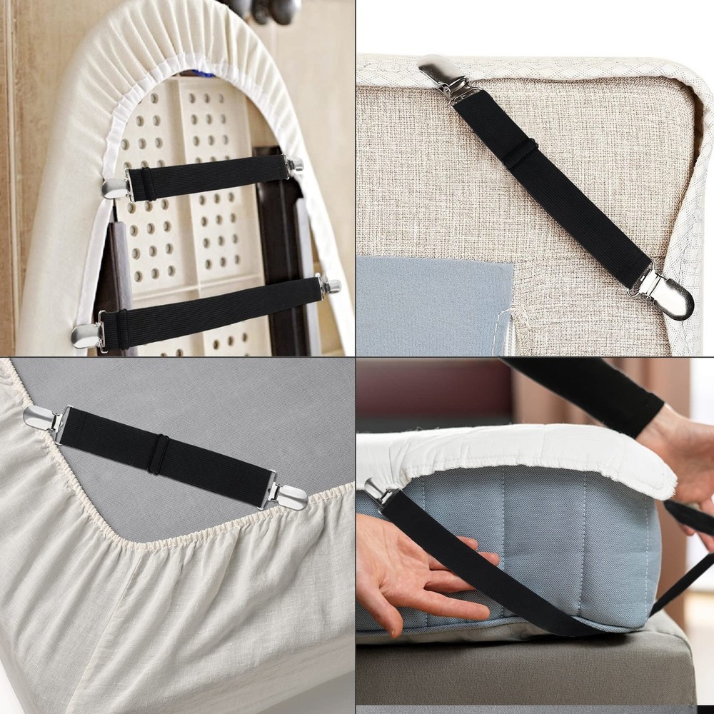 Korlon 8 Pack Bed Sheet Straps, Adjustable Elastic Fitted Holder...