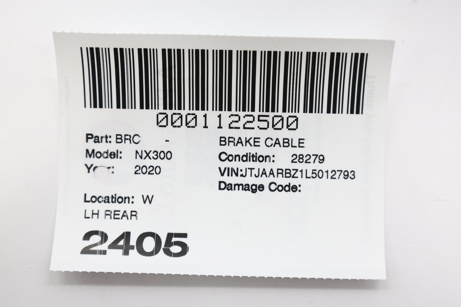 2018 - 2021 LEXUS NX300 REAR LEFT DRIVER SIDE ABS WHEEL SPEED SENSOR WIRE OEM