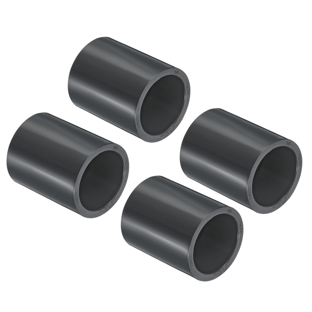 UPVC Pipe Fitting 25mm 0.98" Socket,4pcs Straight Joint,Dark Grey