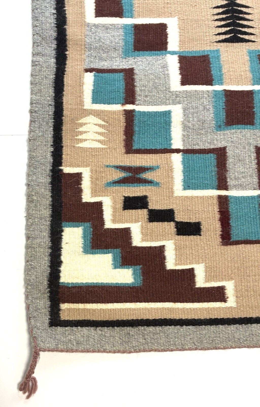‼️ANTIQUE NAVAJO Weaving Rug AUTHENTIC NATIVE AMERICAN w/ Hanger EXCELLENT 38x23