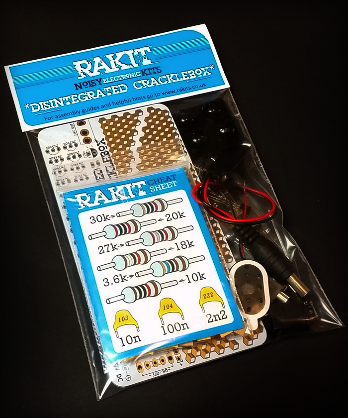 Disintegrated Cracklebox Noisemaker DIY synth soldering kit by Rakit.
