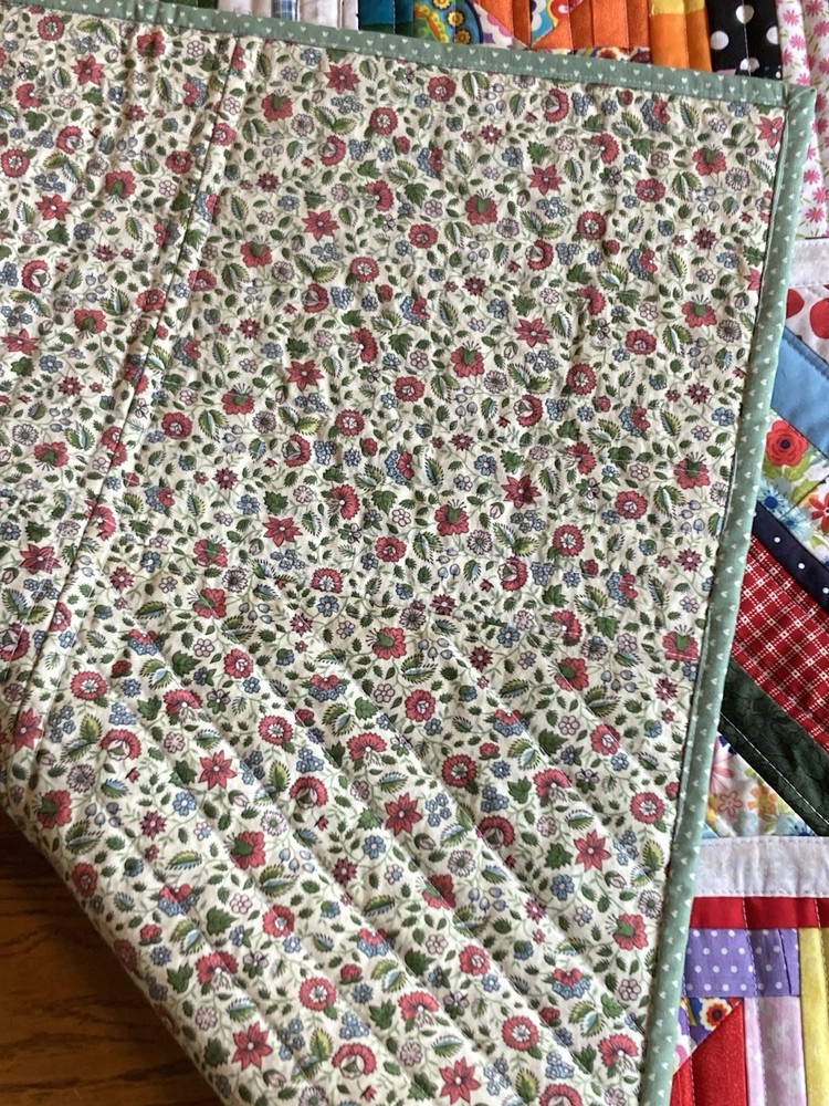 Handmade Scrappy Sampler Quilt 38 1/2” X 48”