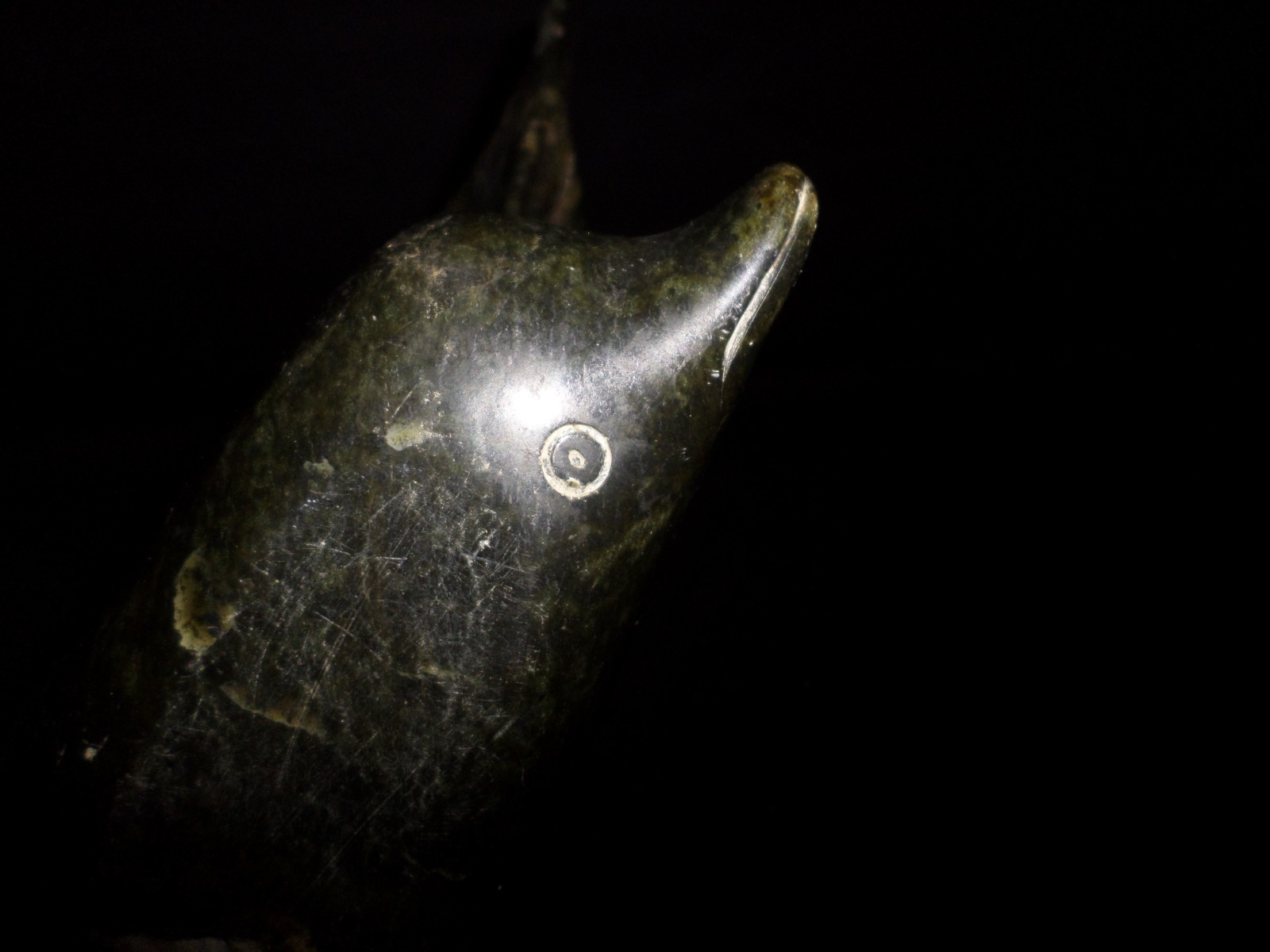 Fine Antique Native American Alaskan Cape Dorset Carved Serpentine Whale 10lb