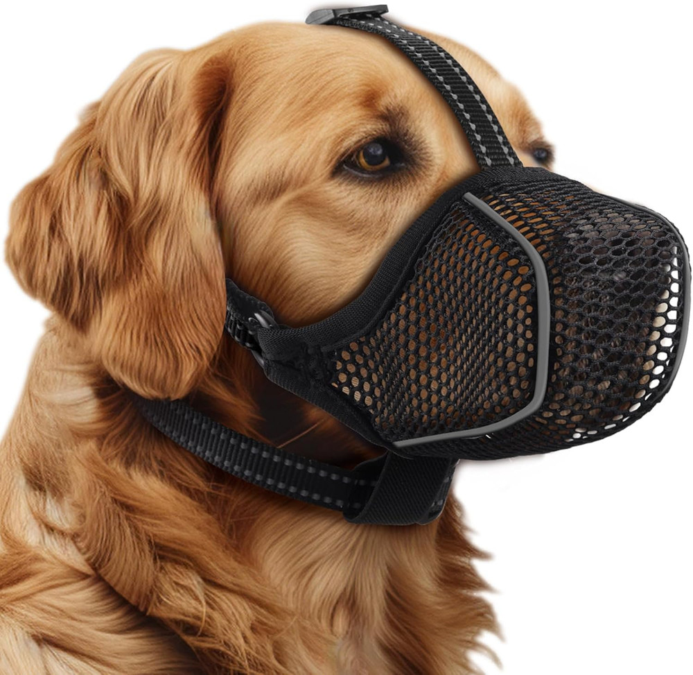 Dog Muzzle,Mesh Soft Muzzle for Small Medium Large Sized Dogs, Breathable Reflec