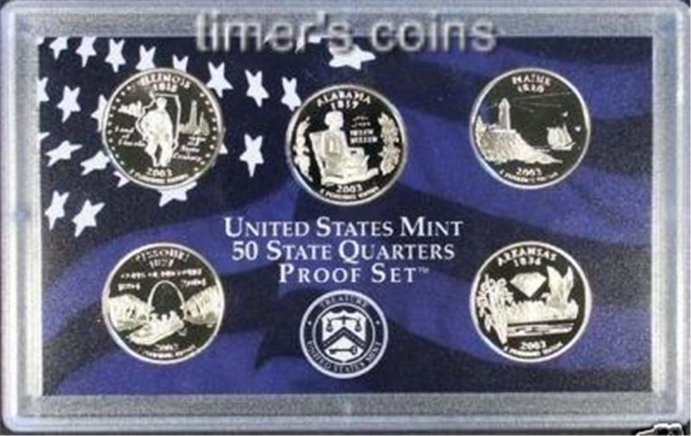 2003 Proof State Quarter Set - 5 Coins - No Box/COA