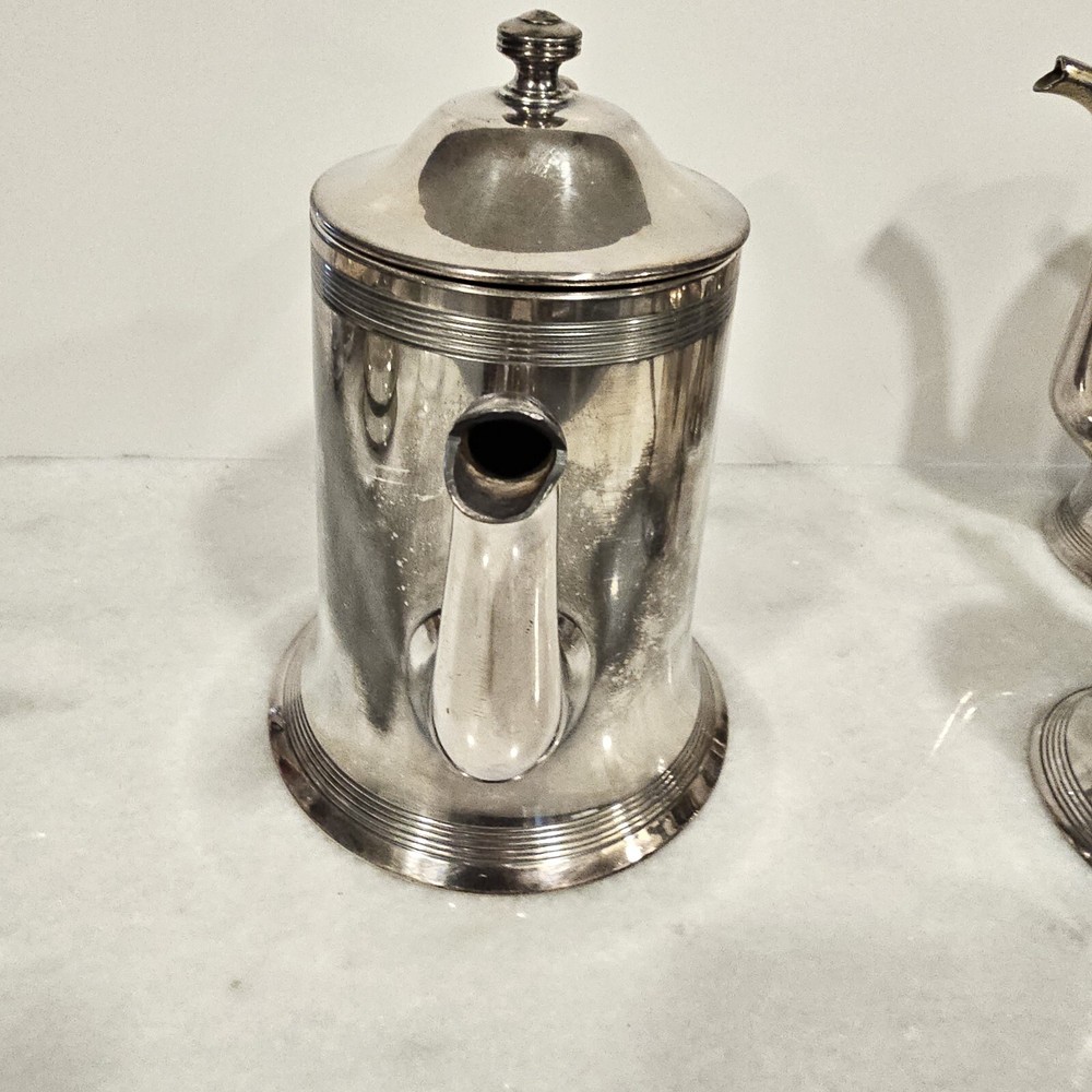 Poole Silver Co Sheffield Silverplated Coffee Tea Pot, Sugar Creamer 4 piece set