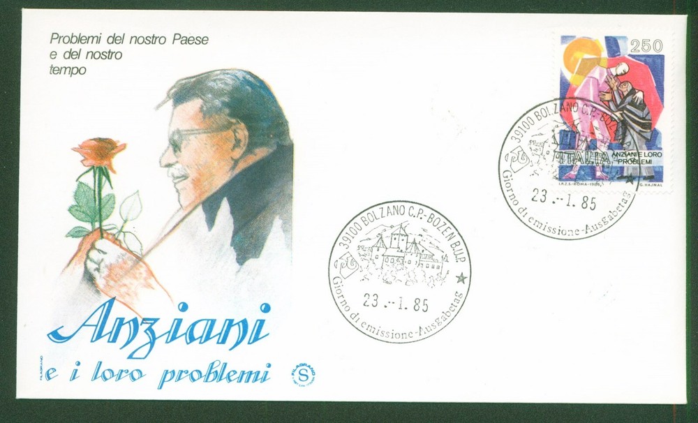 1985 ITALY FDC WATERMARK ELDERLY AND THEIR PROBLEMS