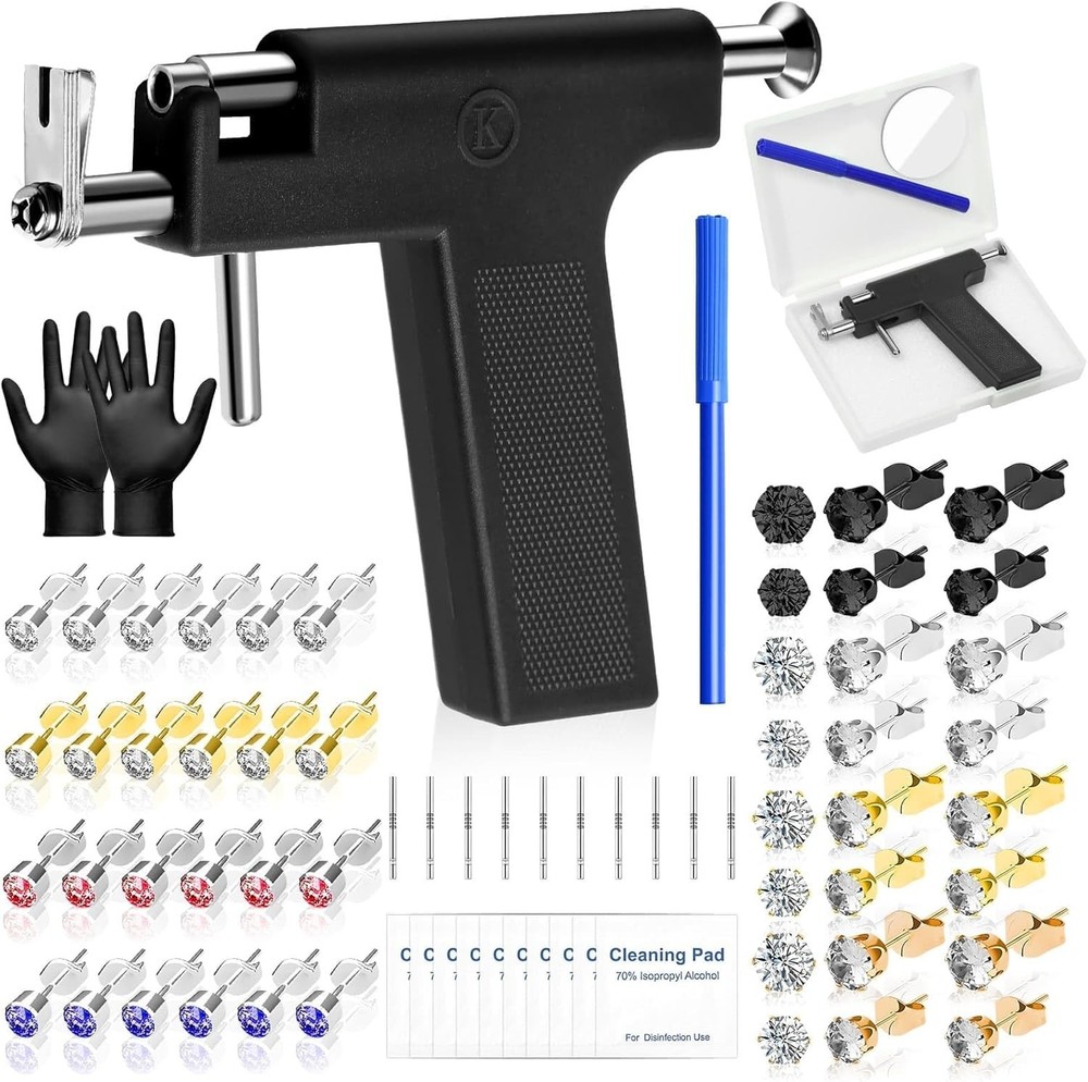 Professional Ear Piercing Gun, Reusable Machine with Dark Black