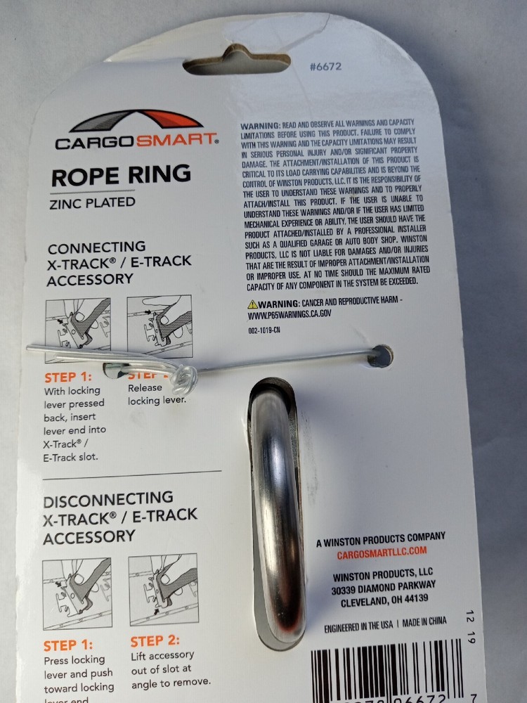 Cargo Smart Rope Ring Compatible with X-track & E track NEW