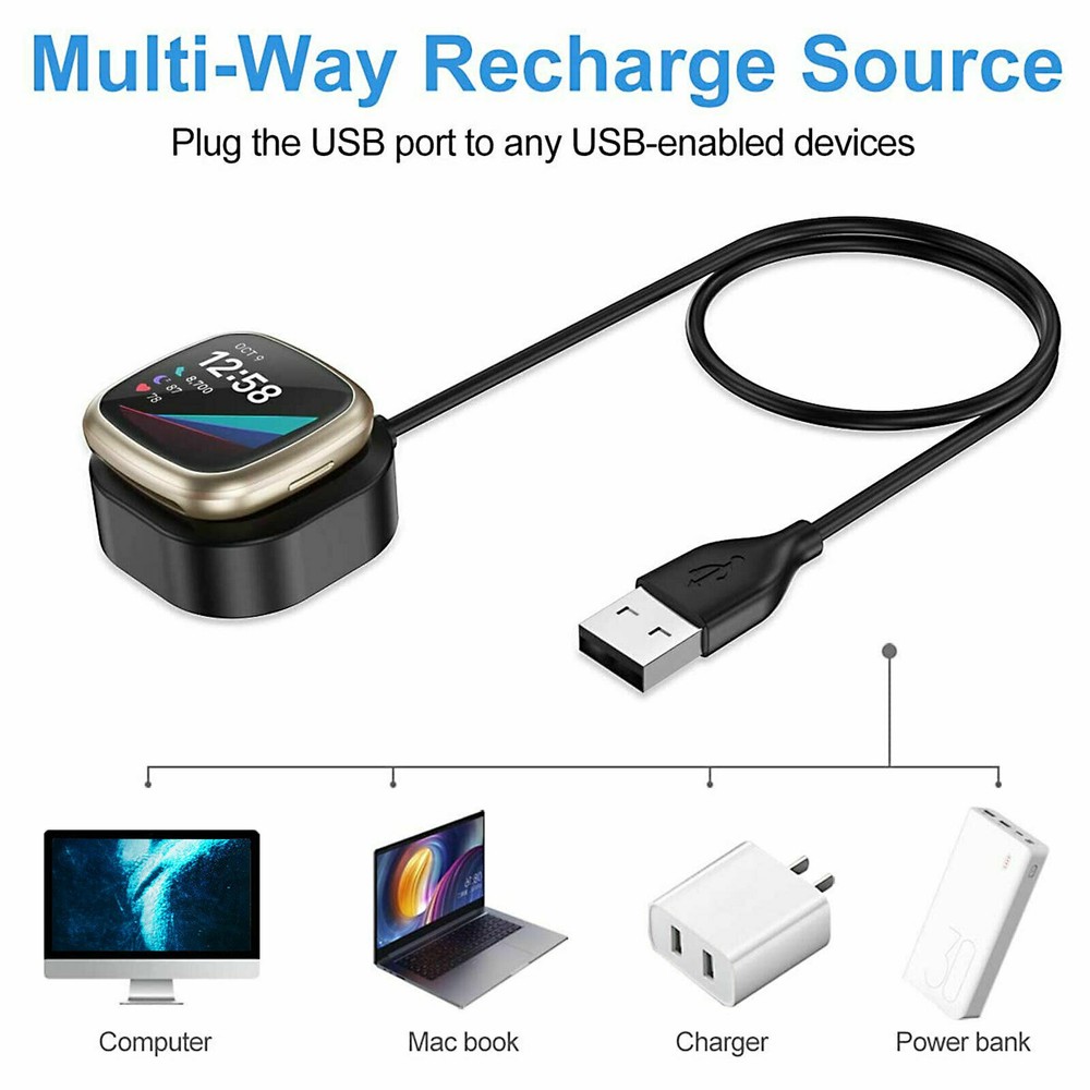 Charger Dock Cradle For For Fitbit Versa3/Sense USB Charging Cable Power