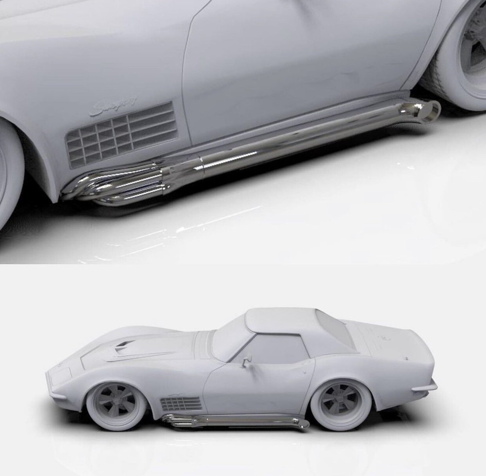 1:8 Corvette C3 side pipe headers. 3D printed (Raw/unfinished)