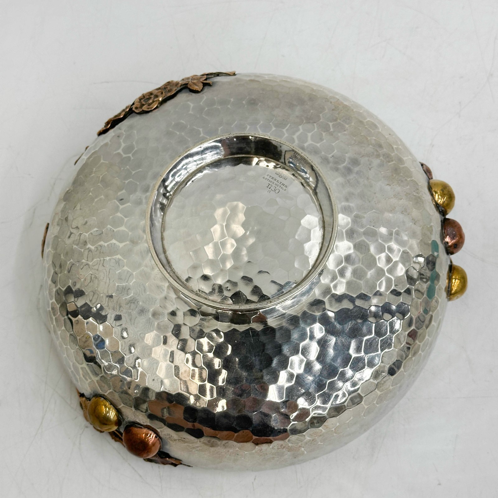 Gorham Sterling Silver Hammered Mixed Metal Bowl 1881 Cherry Blossoms #1730