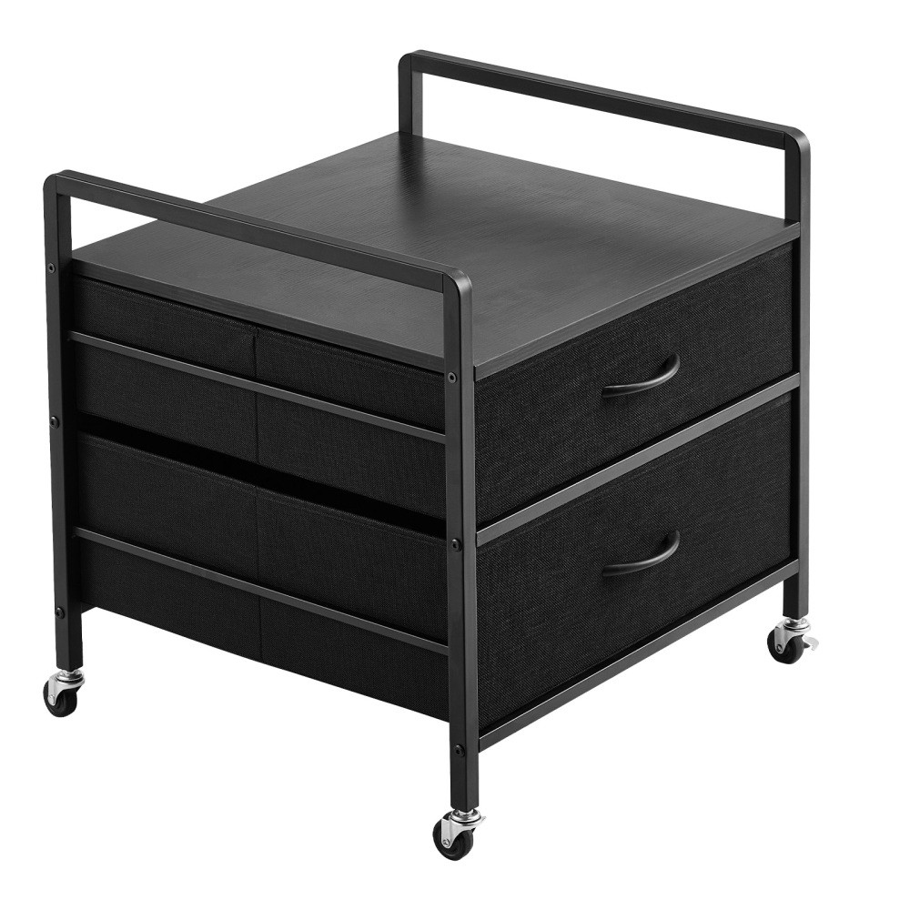 Rolling Mini Fridge Stand, 2 Drawers, Lockable Wheels