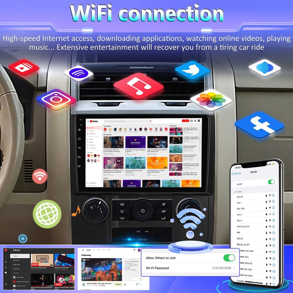 For Ford Escape 2008-2012 Apple Carplay Car Stereo Radio Android 15 FM WIFI RDS