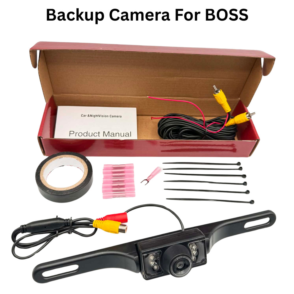 Rearview Backup Plate Camera for Boss BV755BLC Install Kit