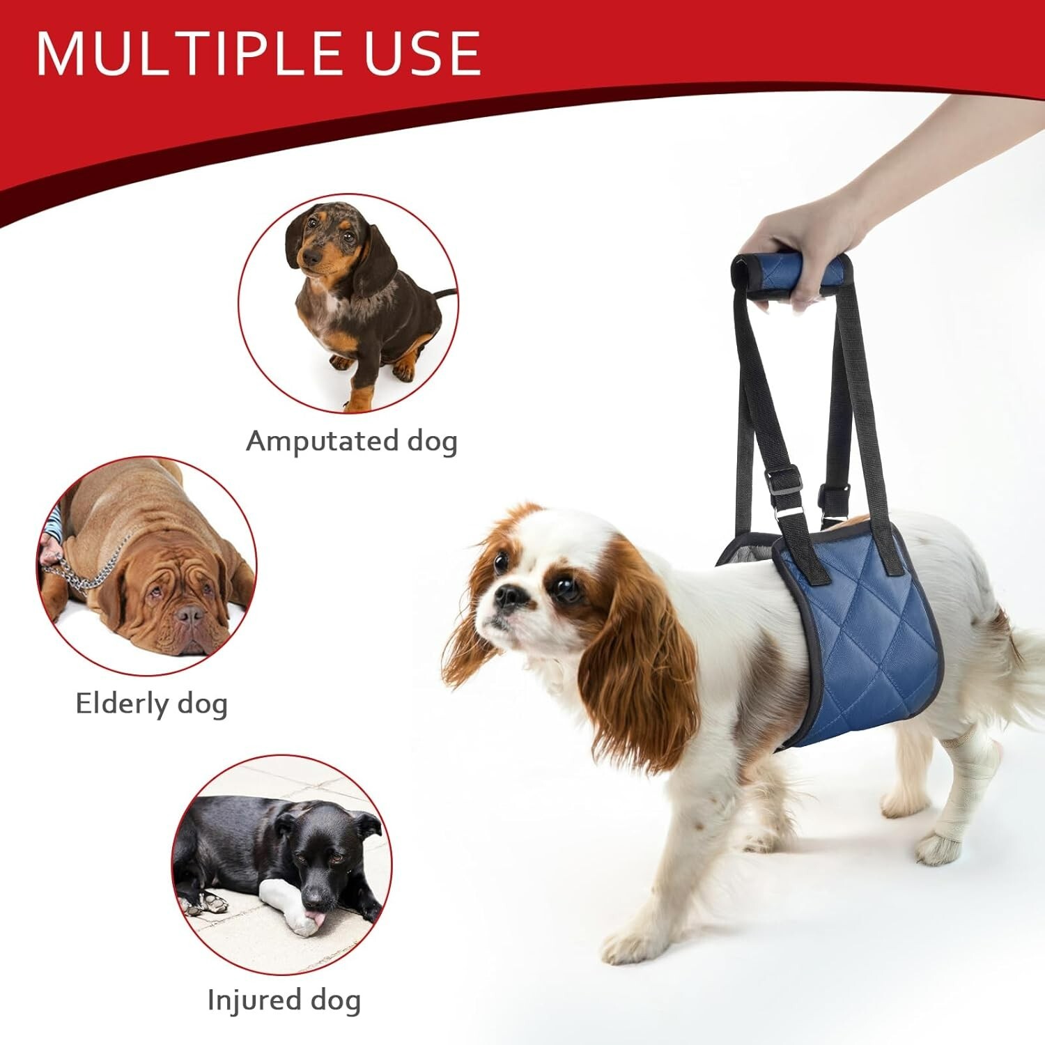 Adjustable Dog Sling Dog Lift Harness for Injured/Disabled/Elderly Dog Portable