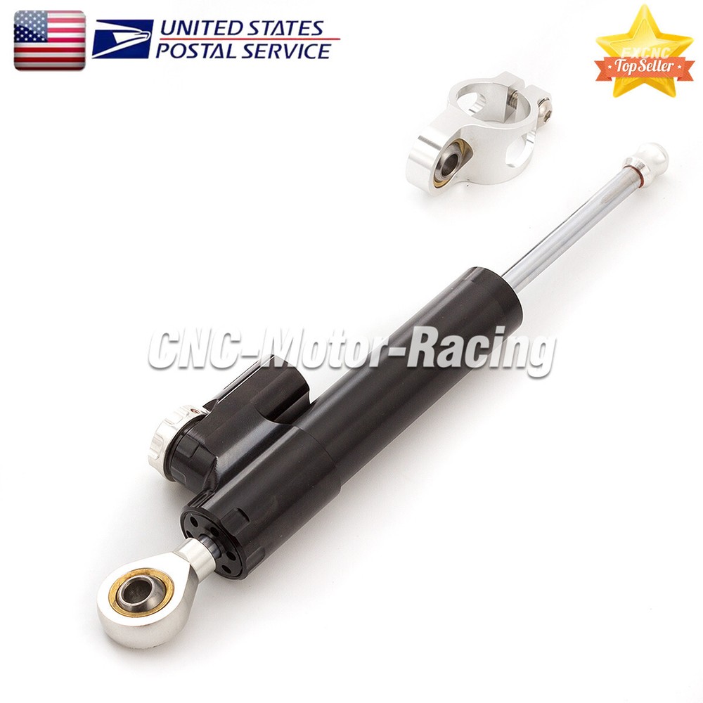 CNC Adjustable Steering Damper Stabilizer Linear Universal 255mm Aluminum Black