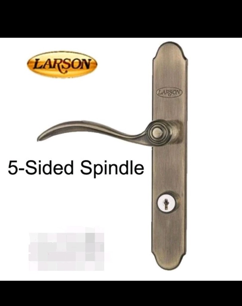 Larson Quickfit Door Handle 5 Sided Spindle Antique Brass Storm Screen Lock Set
