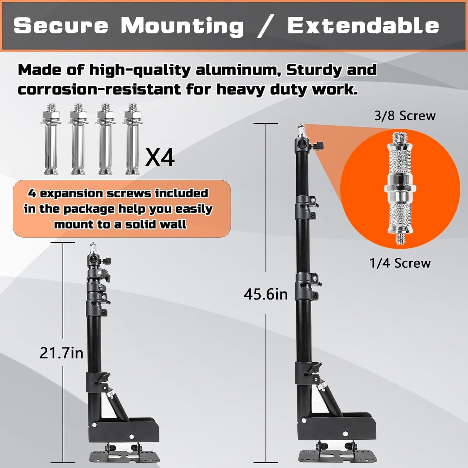 Wall Mounting Triangle Boom Arm for Ring Light, Support 180° Flexible Rotation