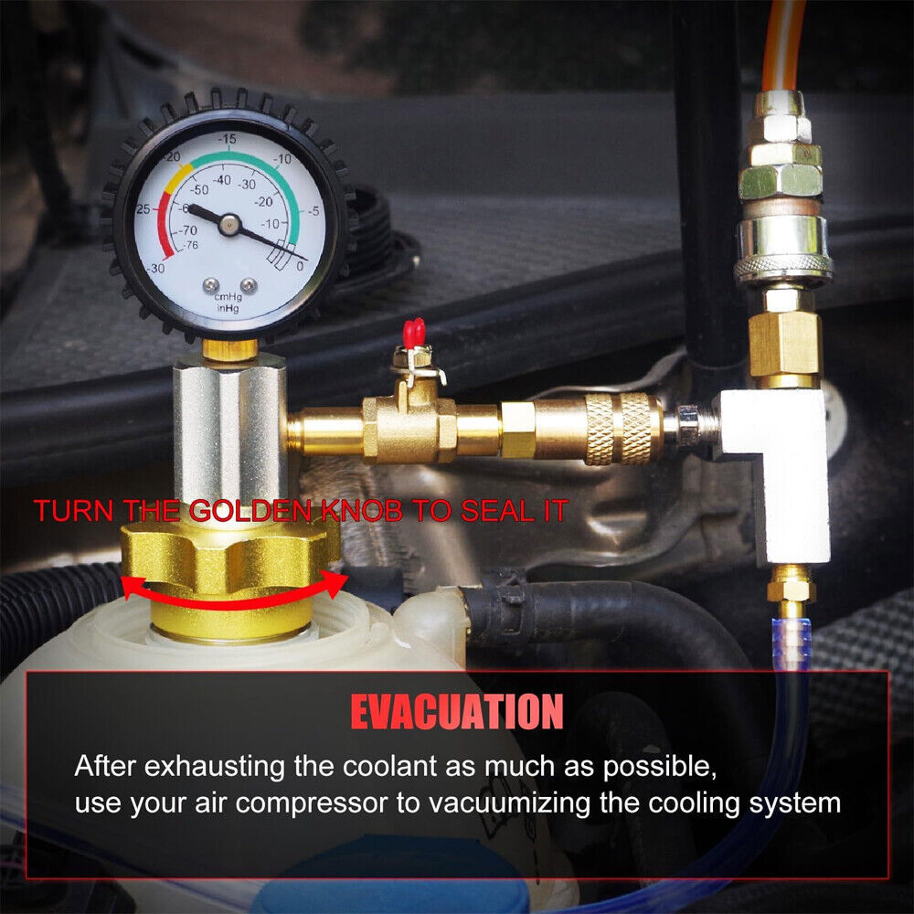 Auto Coolant Vacuum Kit Cooling System Vacuum Radiator Kit Refill & Purging Tool
