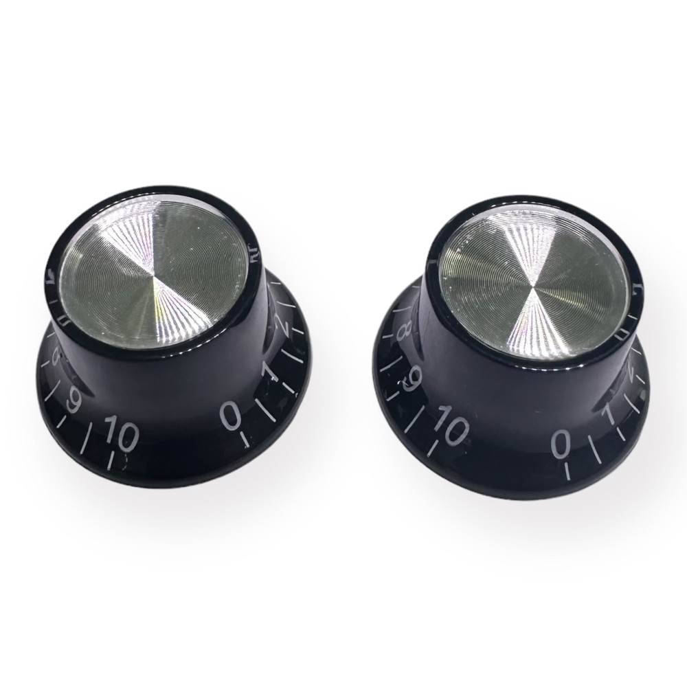 AxLabs Top Hat Reflector Knobs (Set of 2), Black, White Font