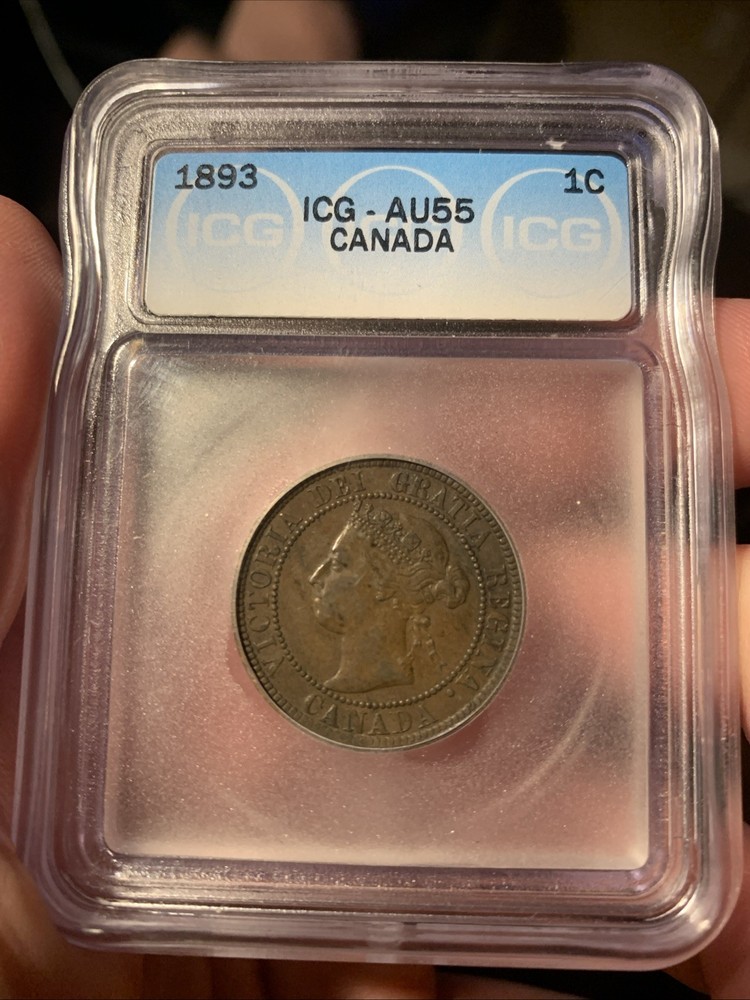 1893 CANADA LARGE CENT ~ ICG AU55 ~