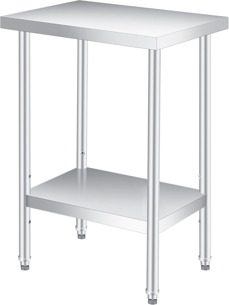 Stainless Steel Table 24"x14" Worktable w/Adjustable Undershelf 2Tier Prep Table