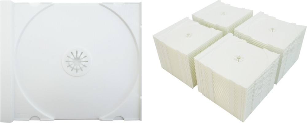 (100) CD Trays - SOLID WHITE Replacement Inserts for Jewel Boxes Cases #CDIR80SW