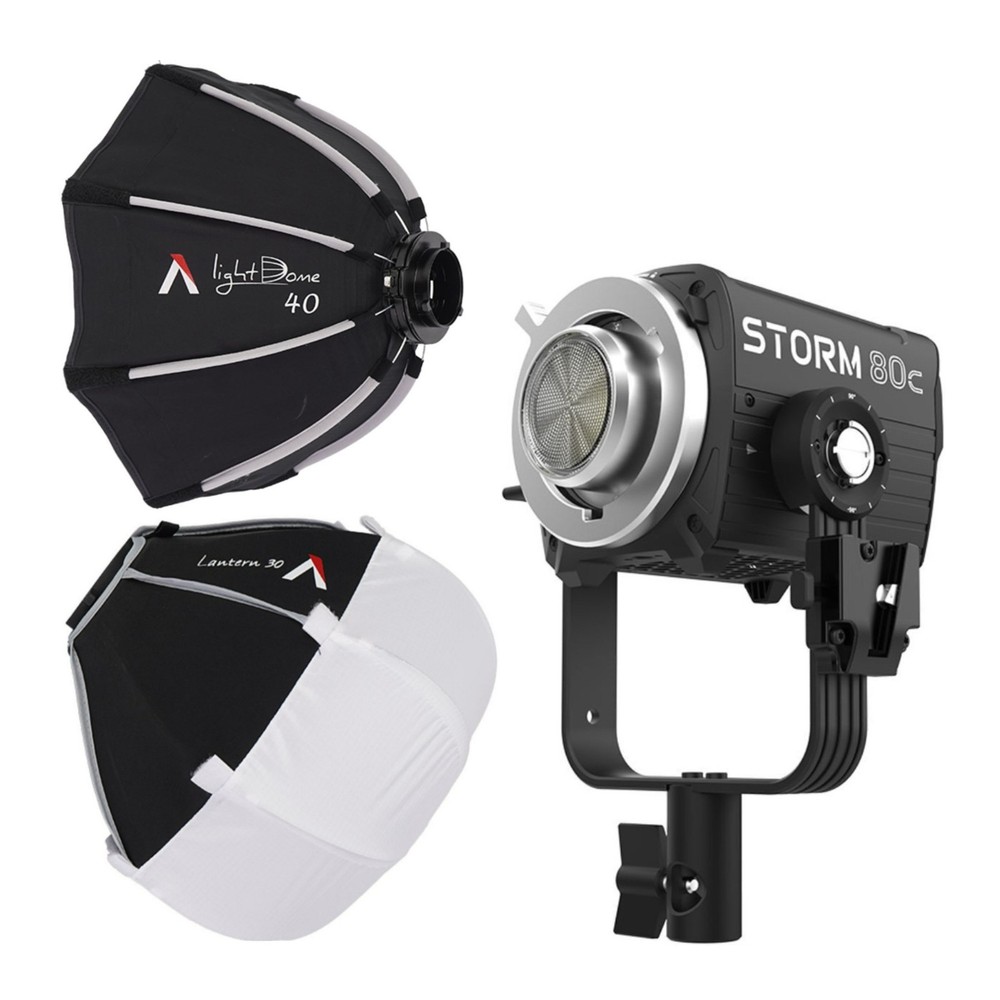 Aputure STORM 80c Point Source Fixture Light Dome 40 Softbox Bundle (Black)