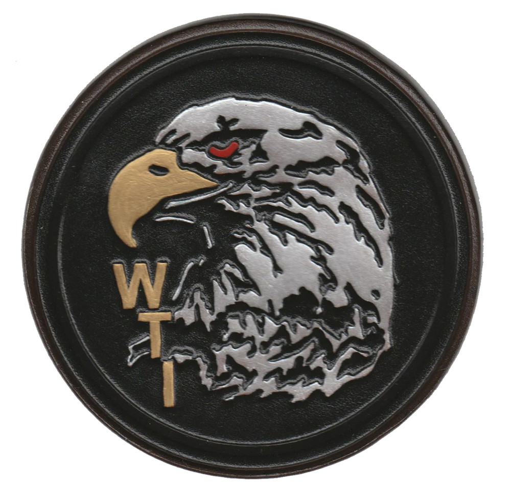 4" MARINE CORPS WEAPONS & TACTICS INSTRUCTOR LEATHER PATCH FULL COLOR BLACK EDGE