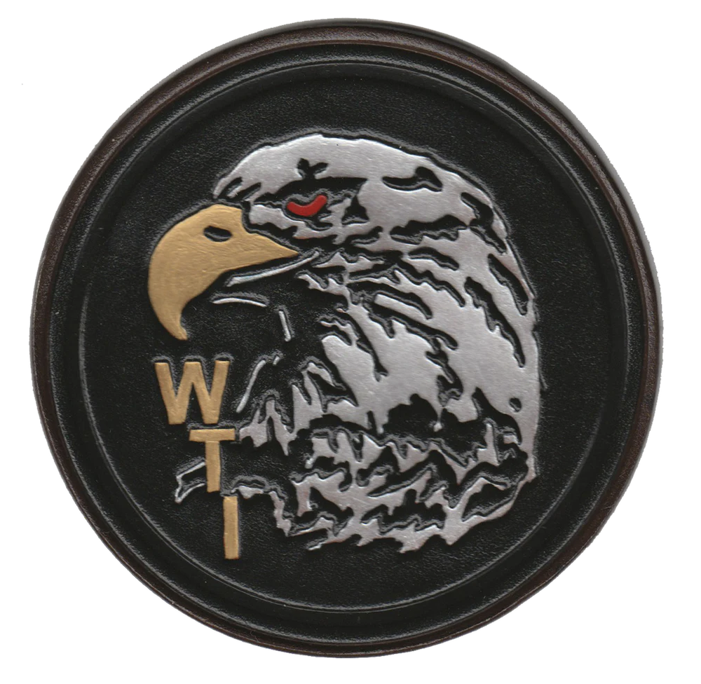 4" MARINE CORPS WEAPONS & TACTICS INSTRUCTOR LEATHER PATCH FULL COLOR BLACK EDGE