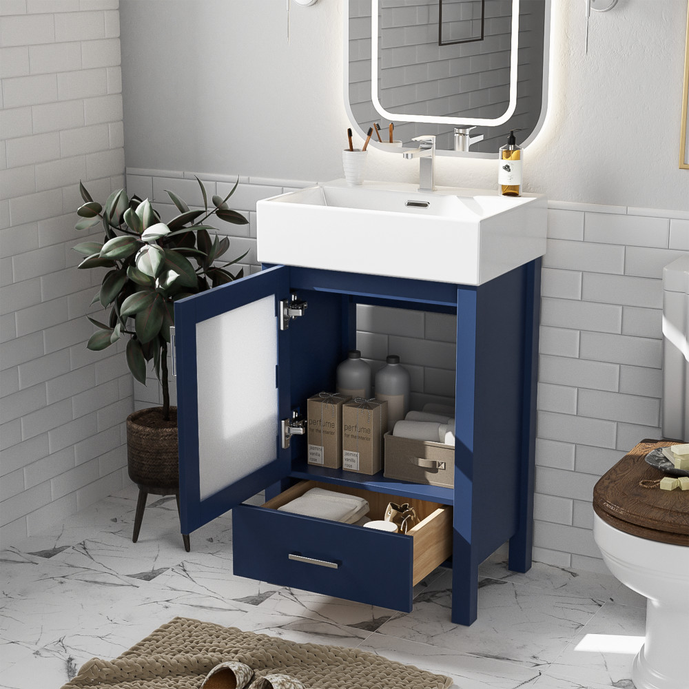 Bathroom Vanity with Sink Includes Storage Space Pre-drilled for Plumbing