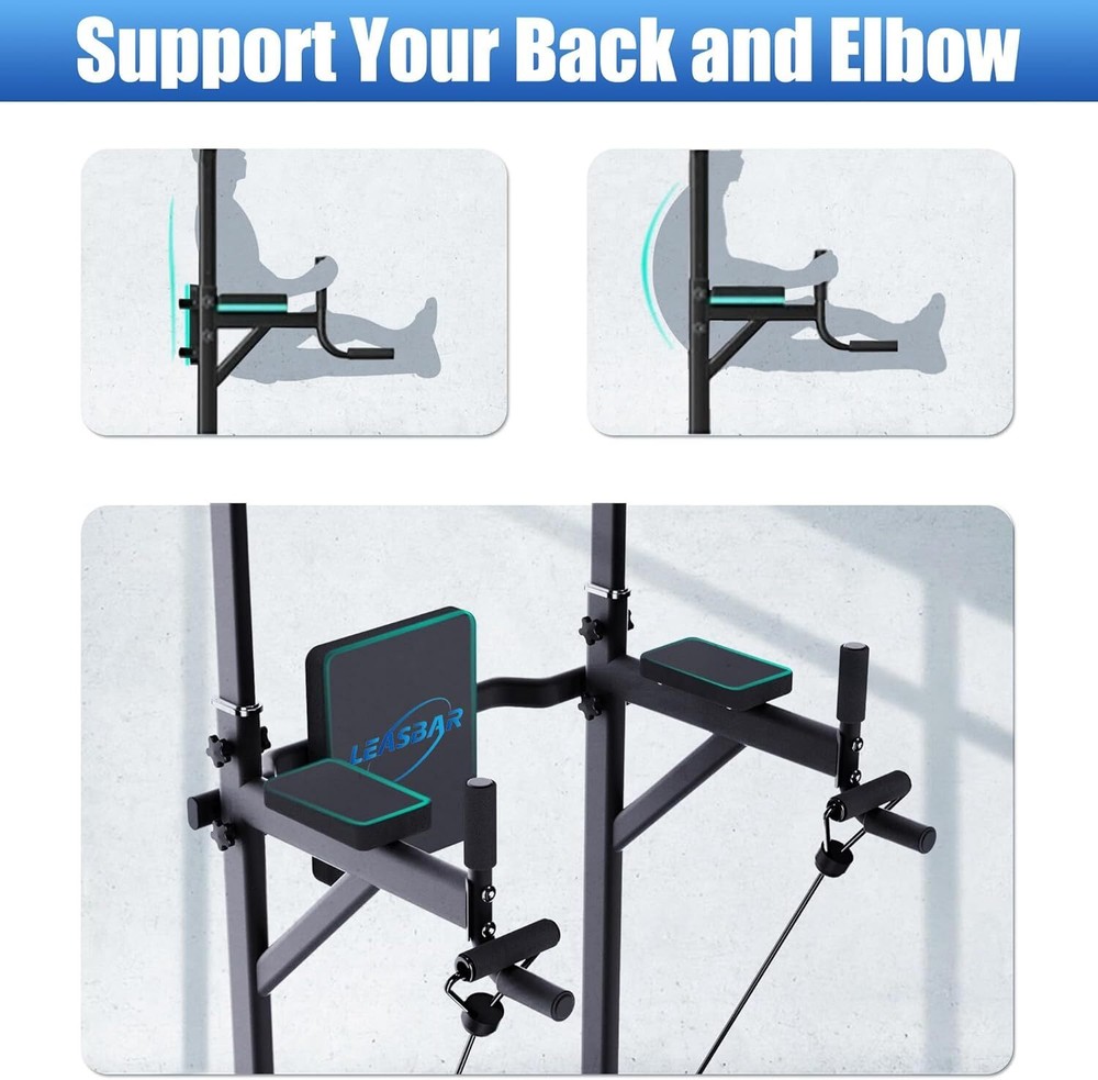 Pull Up Dip Station,Power Tower with Backrest,Adjustable Height Bar Stand
